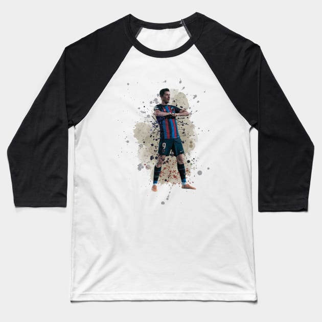 Lewandowski celebration Baseball T-Shirt by Lottz_Design 